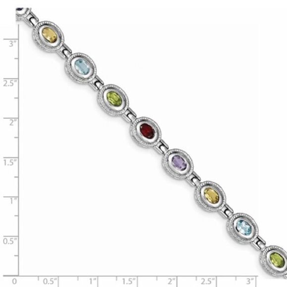 Brand new Sterling Silver 7 inch Rainbow Multi-gemstone Bracelet - Picture 4 of 4